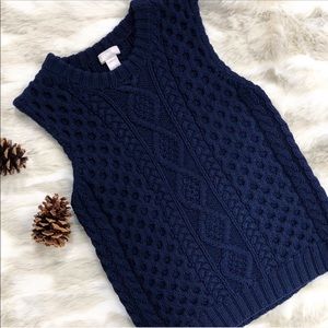 J. Crew Navy Cable Knit Sweater Vest